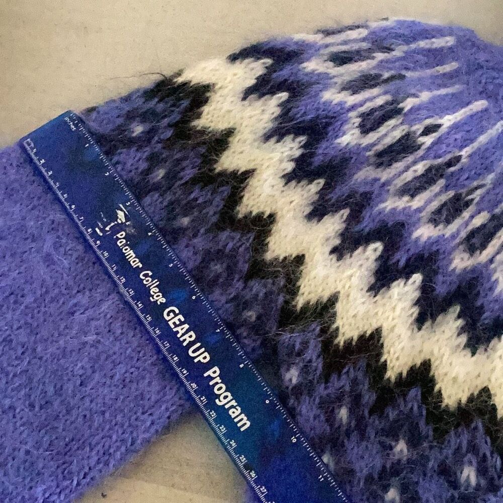 SuperTanya Mohair Icelandic Nordic Pullover Sweater Handmade Blue - Picture 11 of 12
